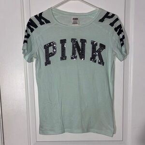 PINK Victoria's Secret Mint Green Sequin Tee